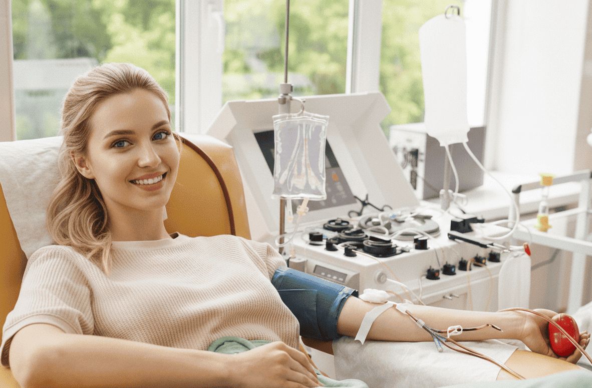 Donatrice sorridente dopo la donazione